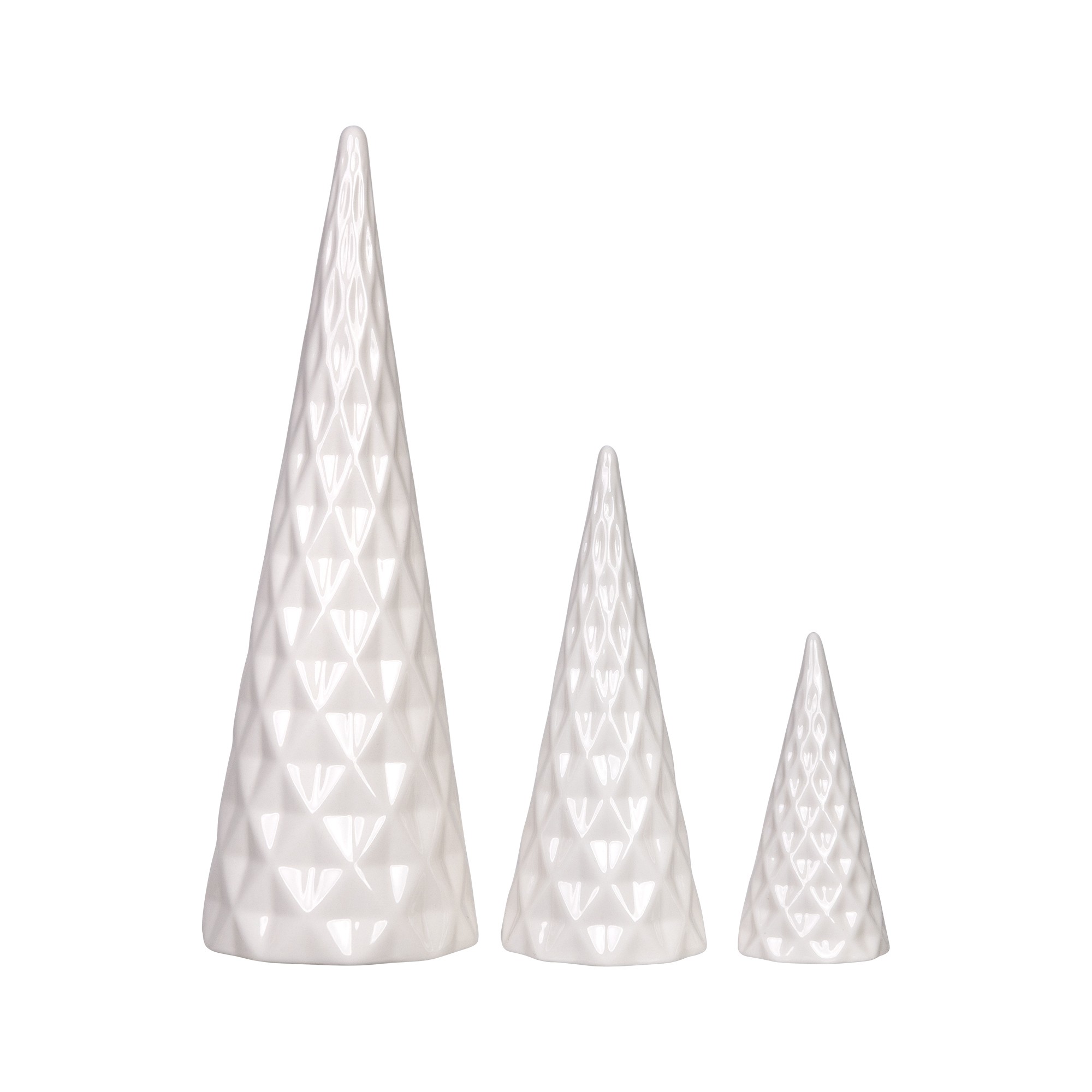 Set of Three White Ceramic Tree DTcor Pieces