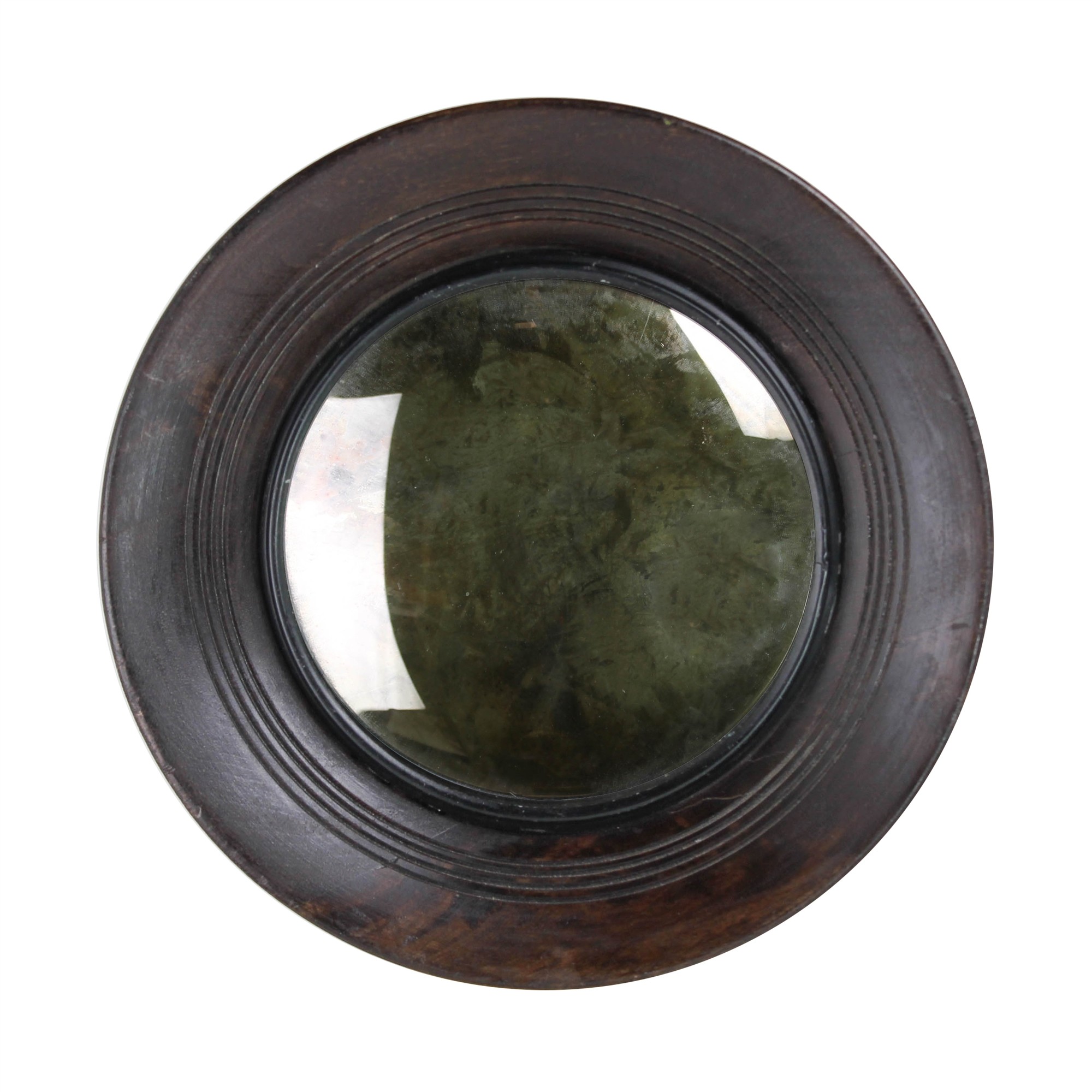 Petite Dark Brown Wooden Convex Mirror