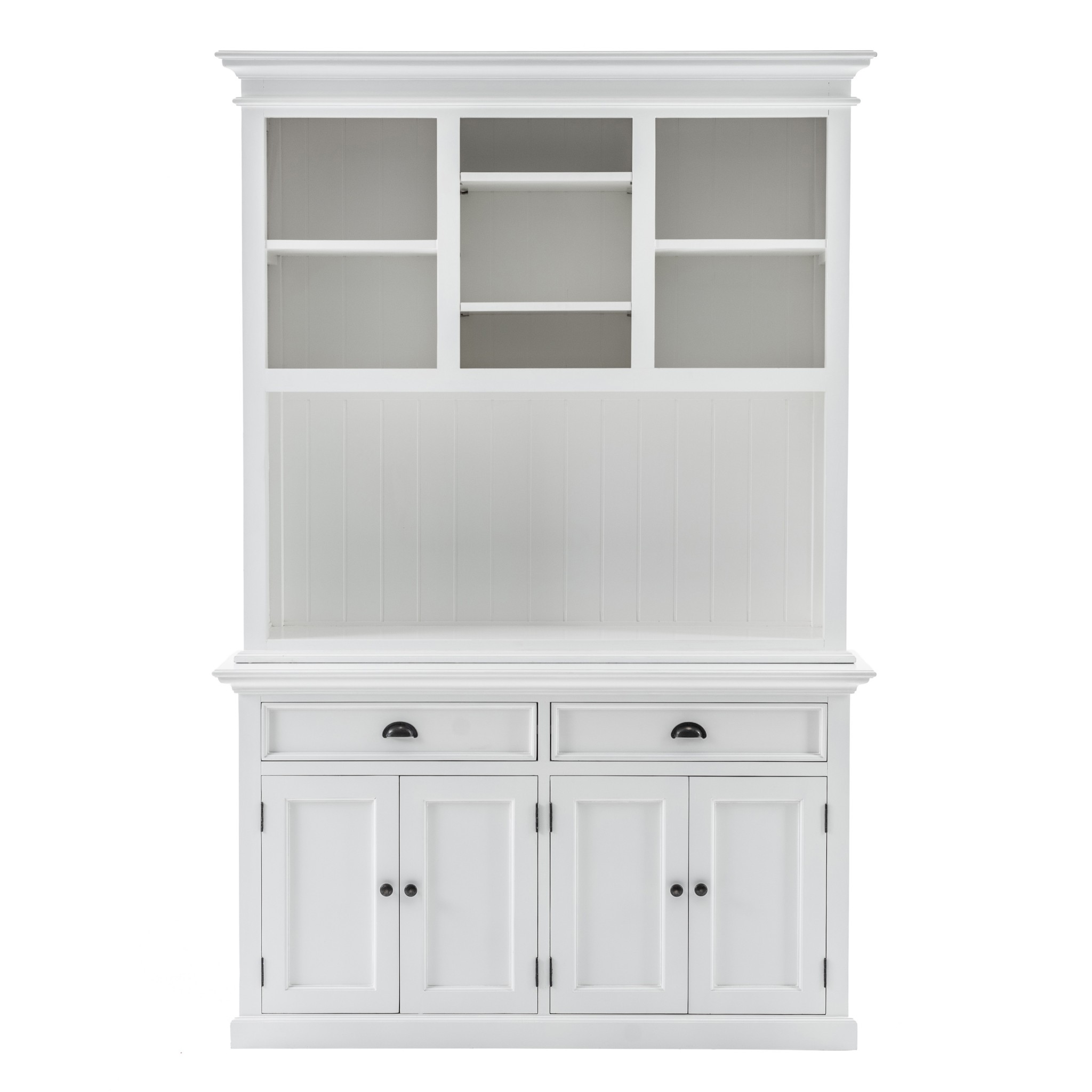 Classic White Buffet Hutch Unit with 2 Adjustable Shelves