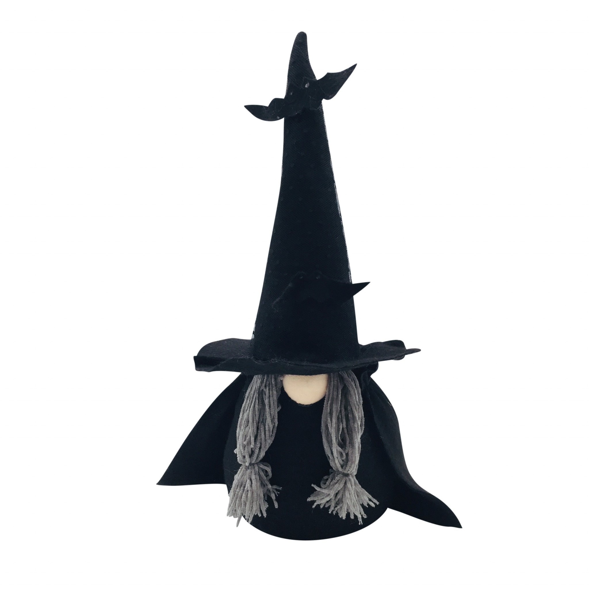 Spooky Black Bat Halloween Witch Gnome