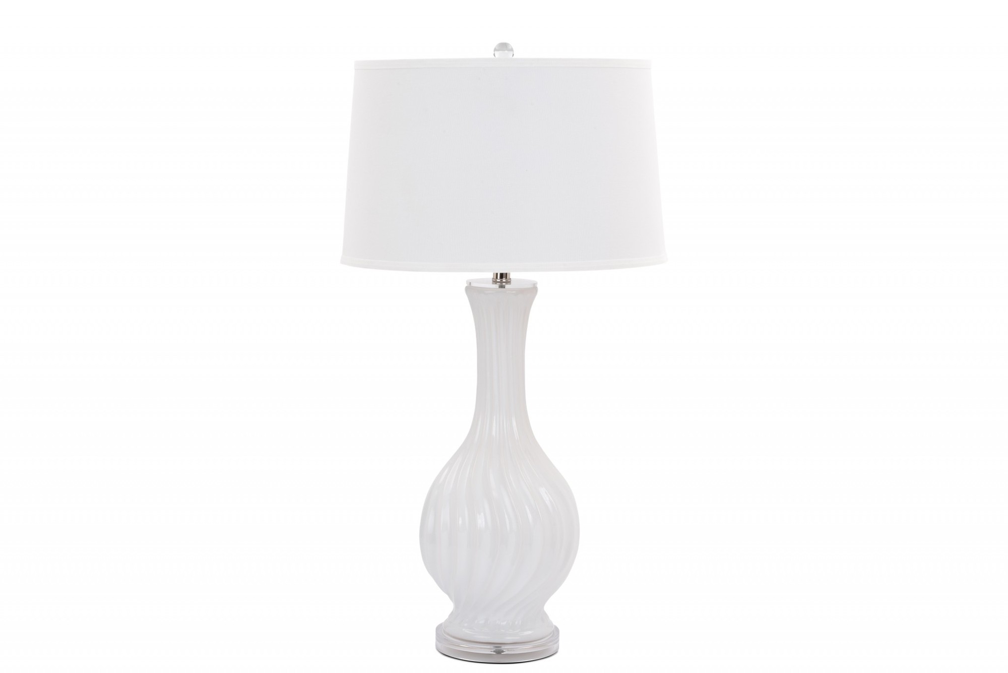 Set of 2 White Curved Ceramic Table Lamps