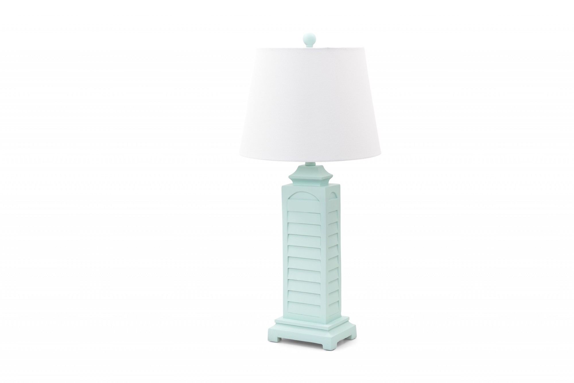 Set of 2 Aqua Blue Coastal Shutter Pedestal Table Lamps