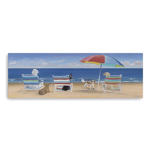 60" x 20" Dogs Perfect Beach Day Canvas Wall Art