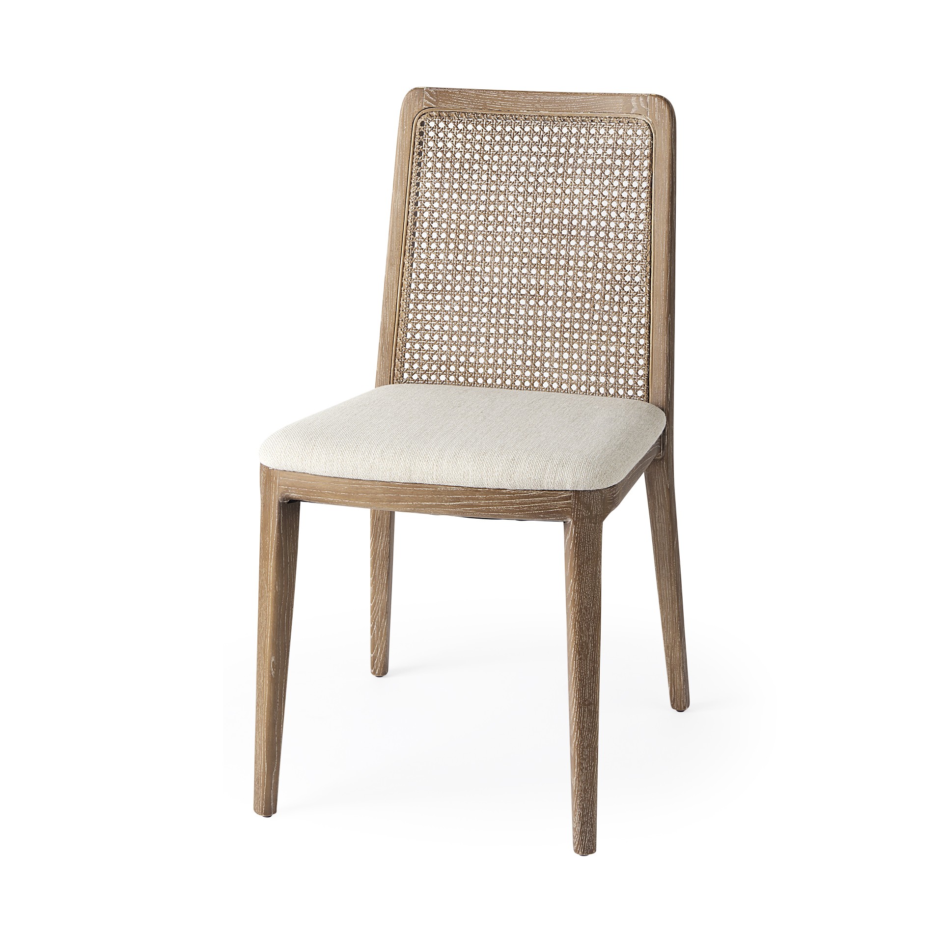 Light Natural and Cream Uholstery and Cane Armless Dining Chair