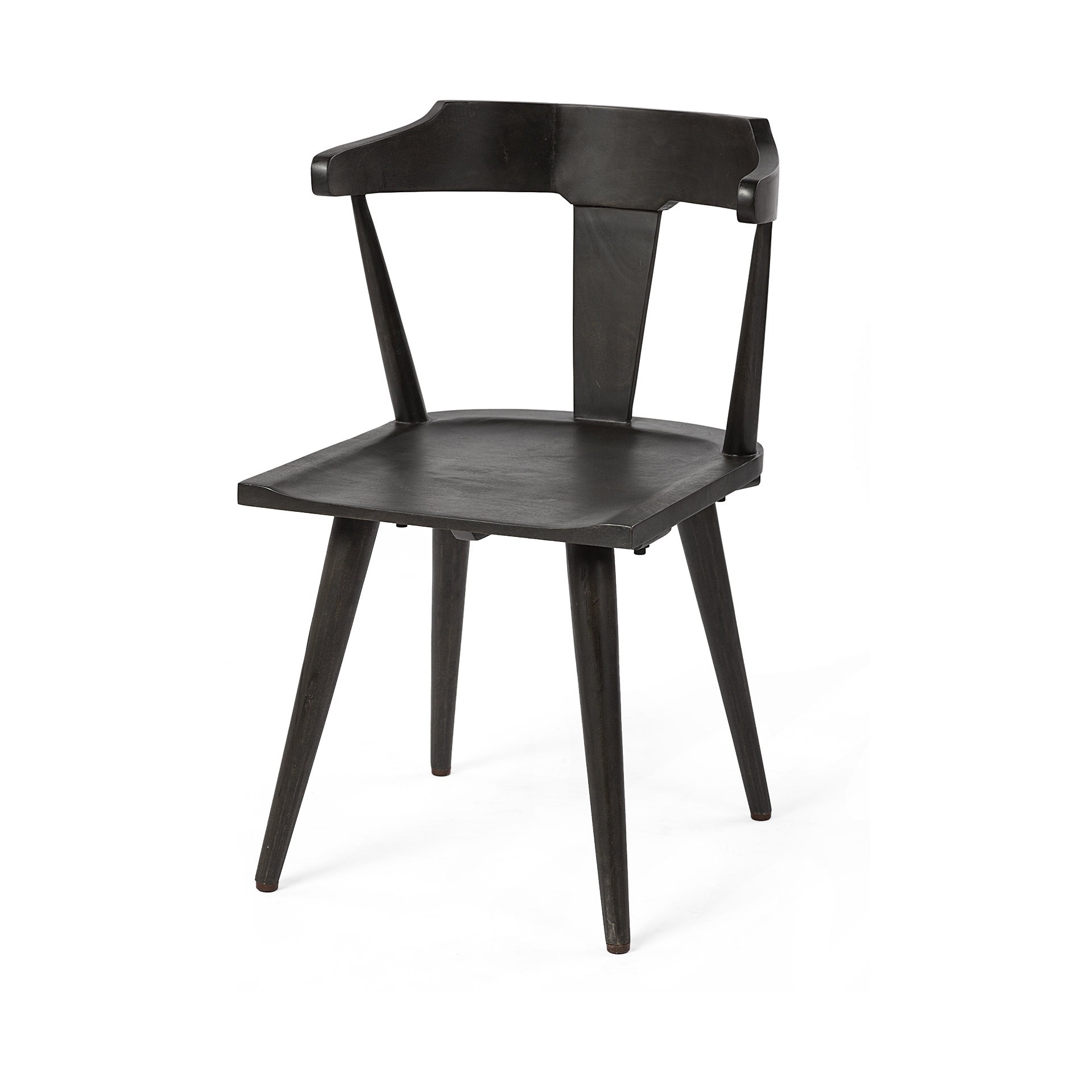 Black Mid Century Sleek Wooden Dining Chair