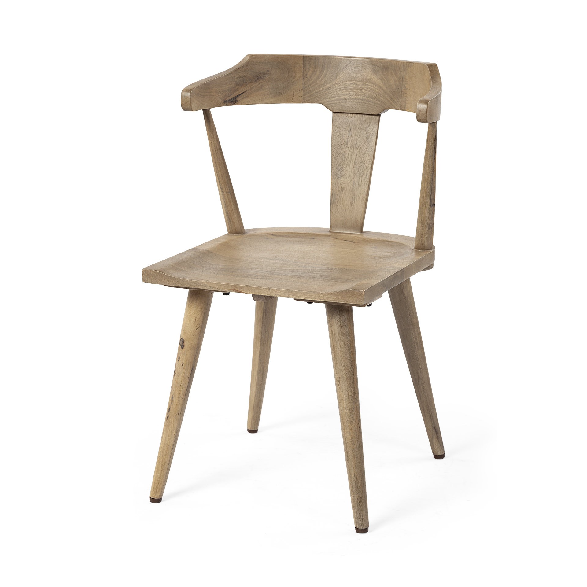 Light Brown Mid Century Sleek Wooden Dining Chair