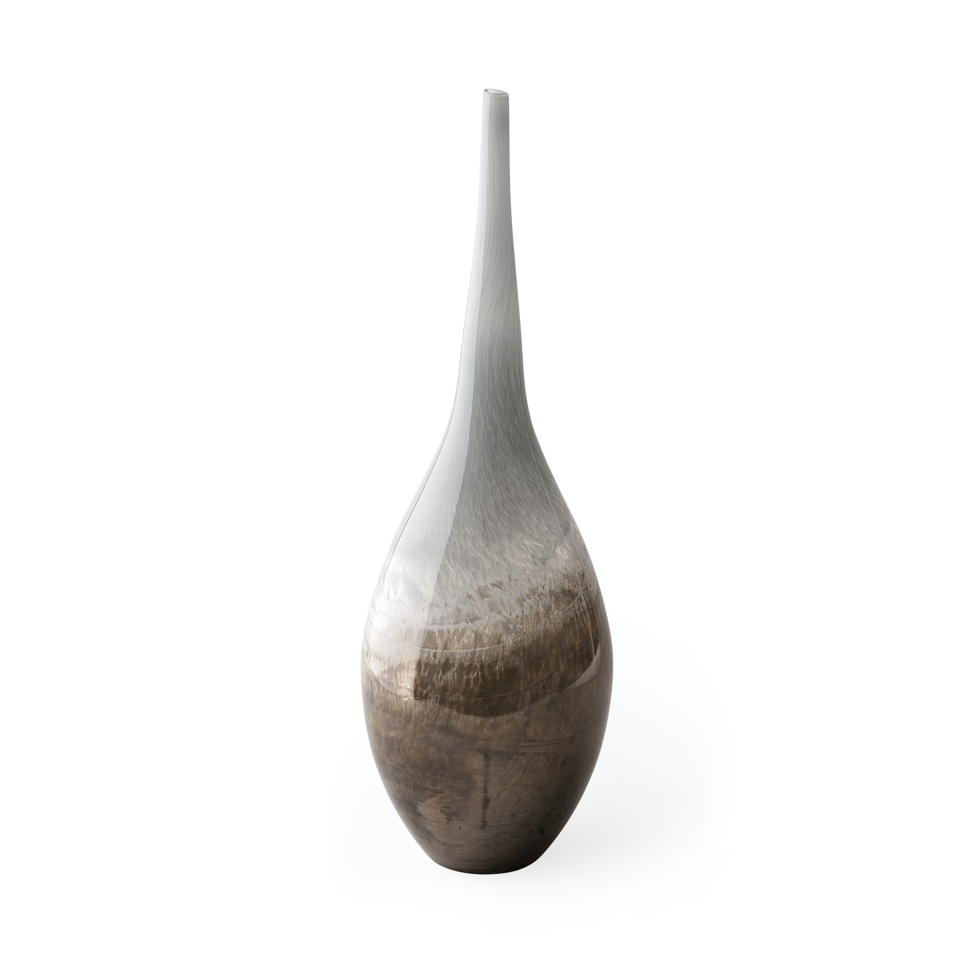 21" Heavenly Taupe and Gray Handblown Spunglass Vase