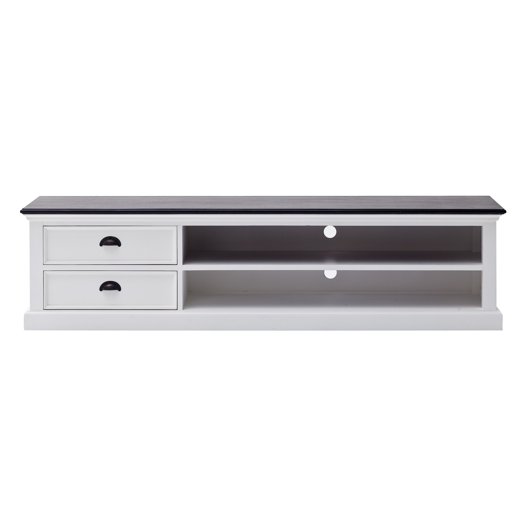 71" Classic White and Black Entertainment Unit with Two Drawers