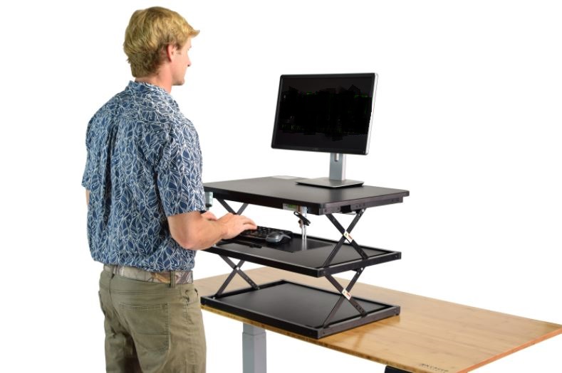 Black Adjustable Tall Standing Desk Converter and Riser