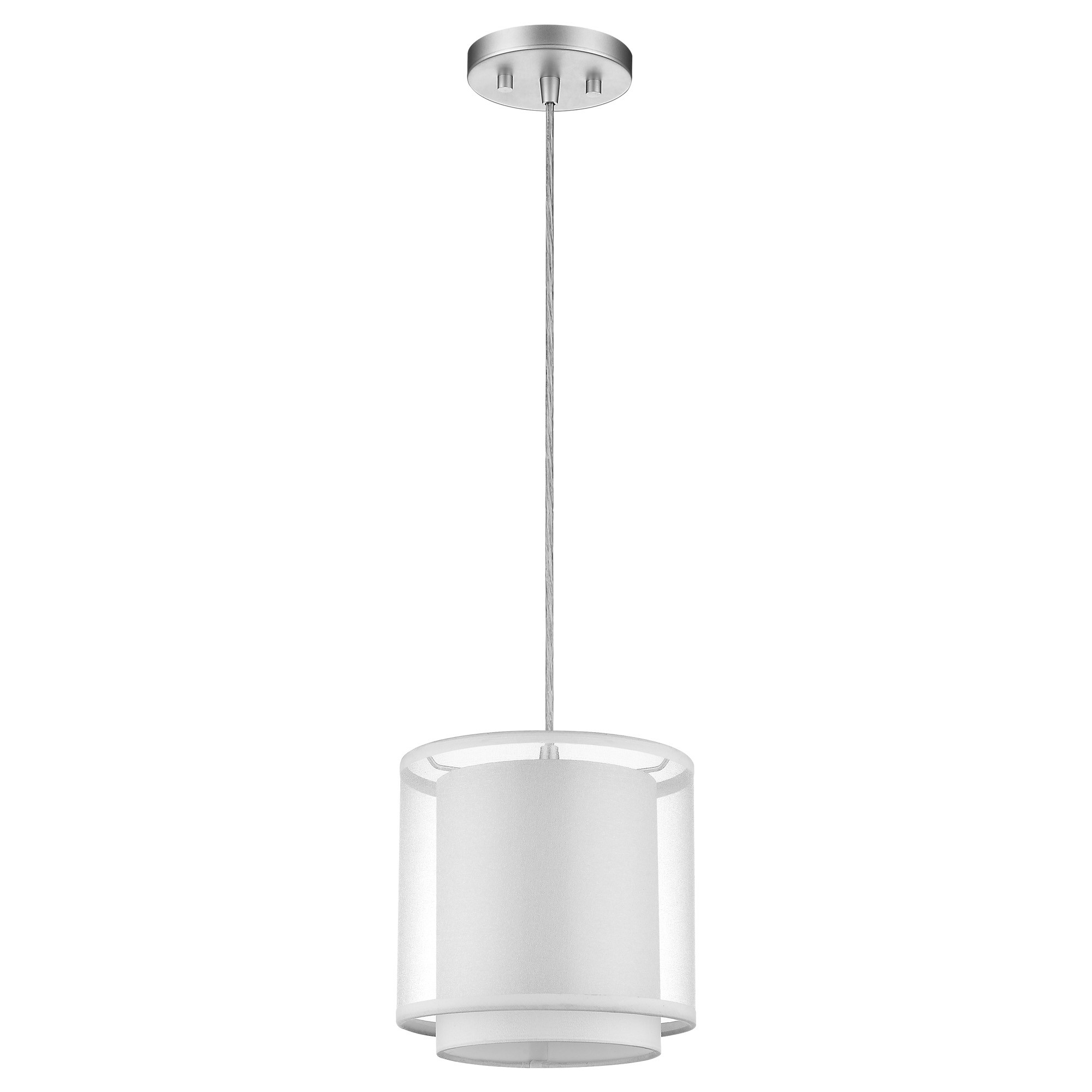 White Hanging Light with Fabric Shade