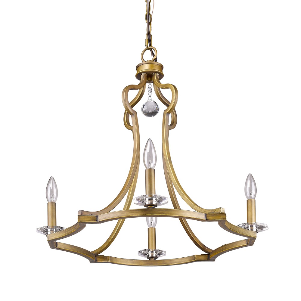 Peyton 4-Light Raw Brass Chandelier With Crystal Accents