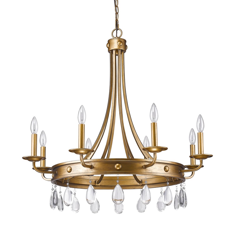 Krista 8-Light Antique Gold Chandelier With Crystal Accents
