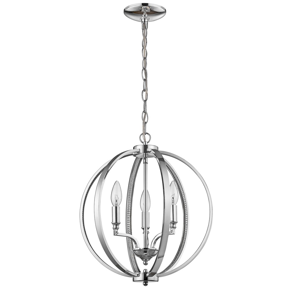 Nevaeh 3-Light Chrome Globe Pendant With Crystal Accents