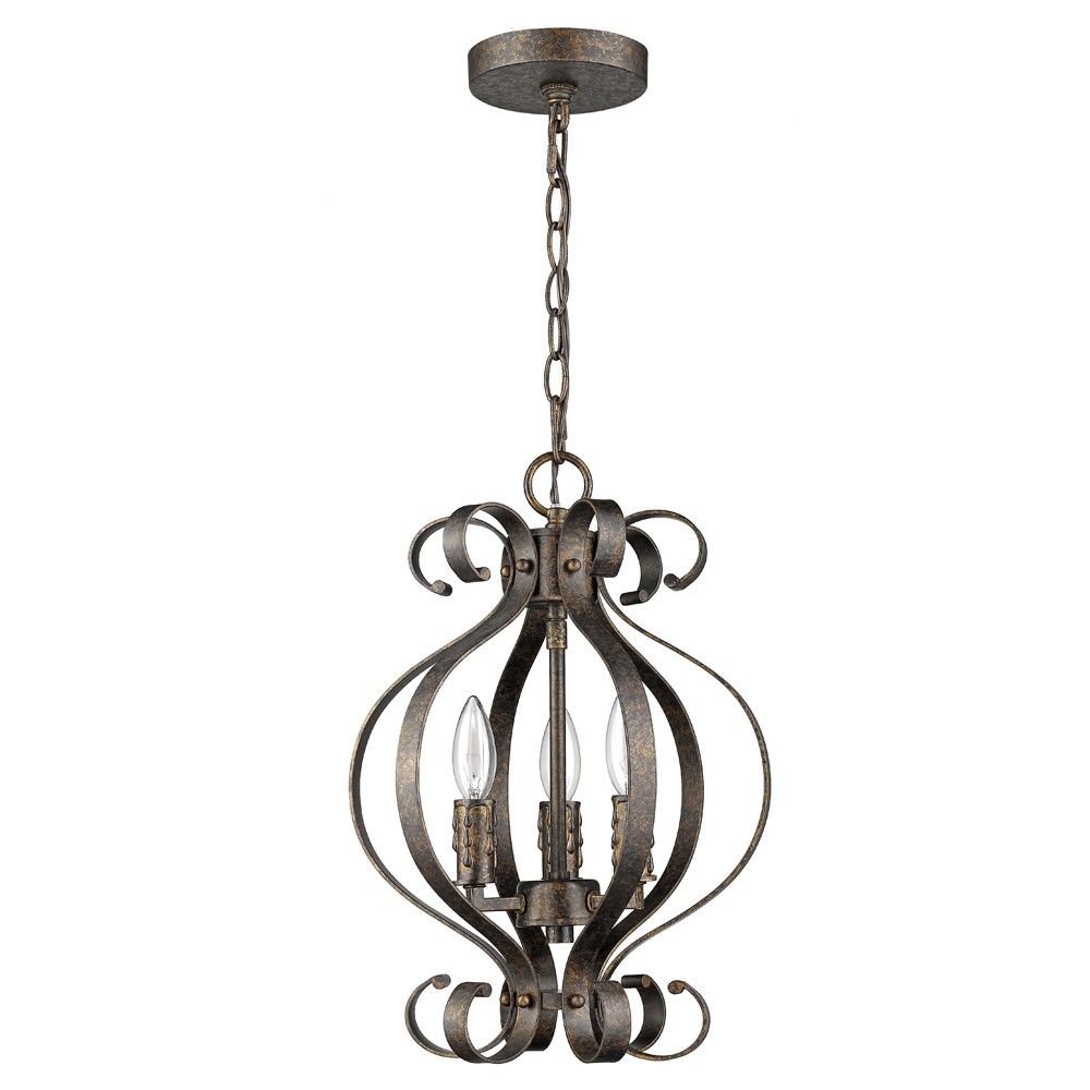 Lydia 3-Light Russet Chandelier With Melted Wax Tapers