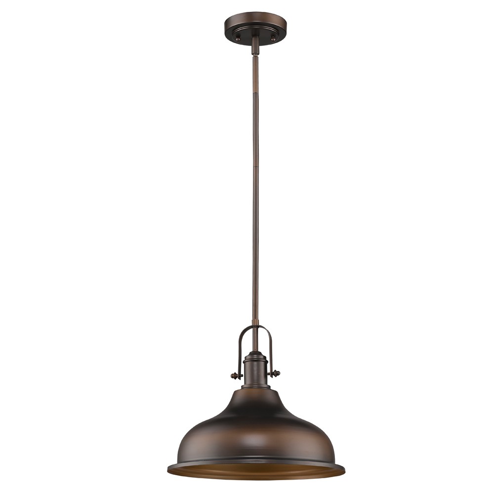 Antique Bronze Hanging Light with Dome Shade