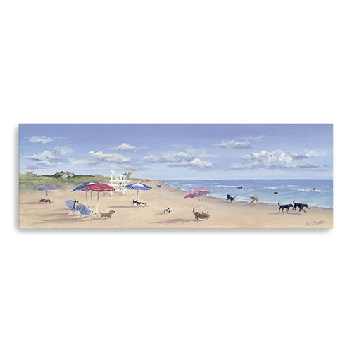 30" x 10" Dogs Rule the Beach Canvas Wall Art