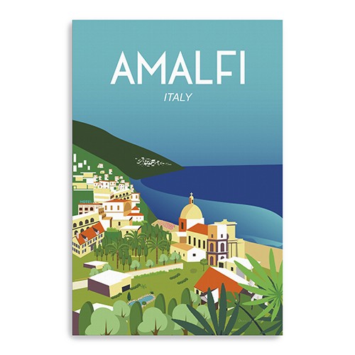 48" x 32" Vibrant Amalfi Coast Canvas Wall Art