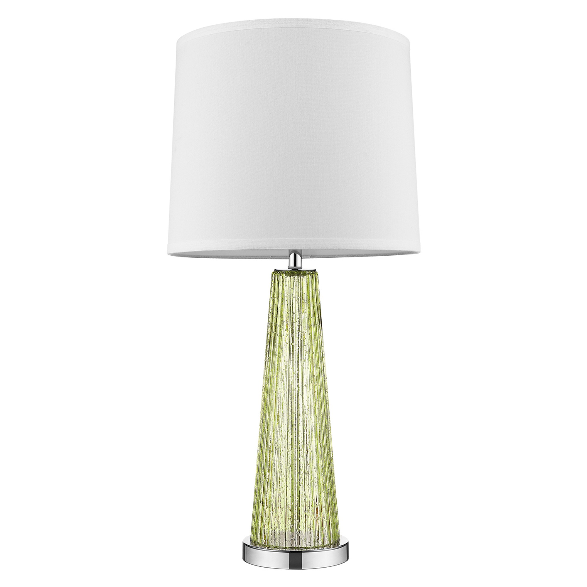Chiara 1-Light Apple Green Glass And Polished Chrome Table Lamp With Off White Shantung Shade