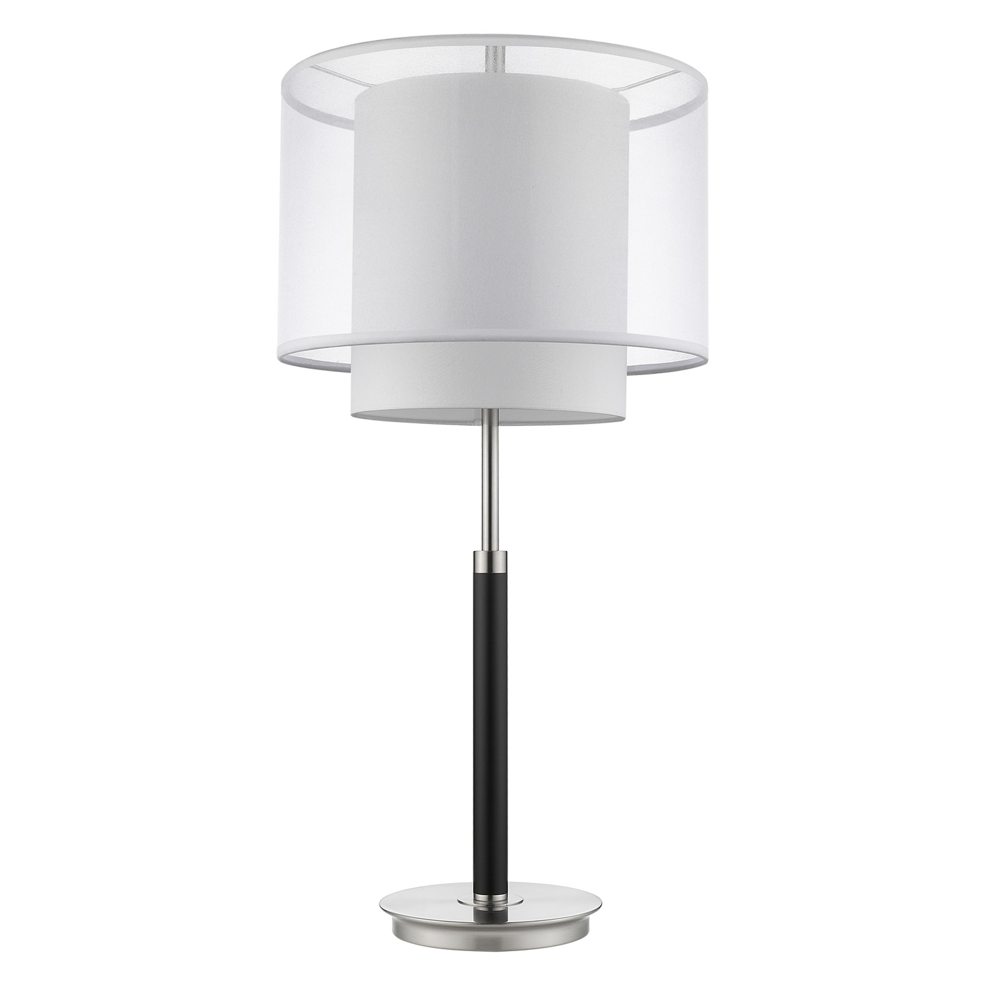 Roosevelt 1-Light Espresso And Brushed Nickel Table Lamp With Sheer Snow Shantung Two Tier Shade