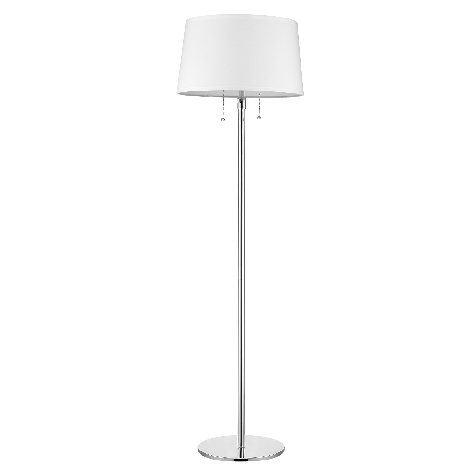 Urban Basic 2-Light Polished Chrome Adjustable Floor Lamp With Off White Linen Shade