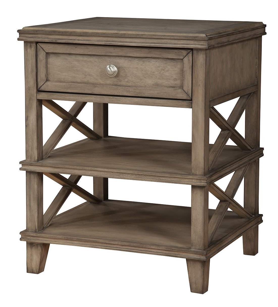 Taupe 1 Drawer with Shelves Nightstand