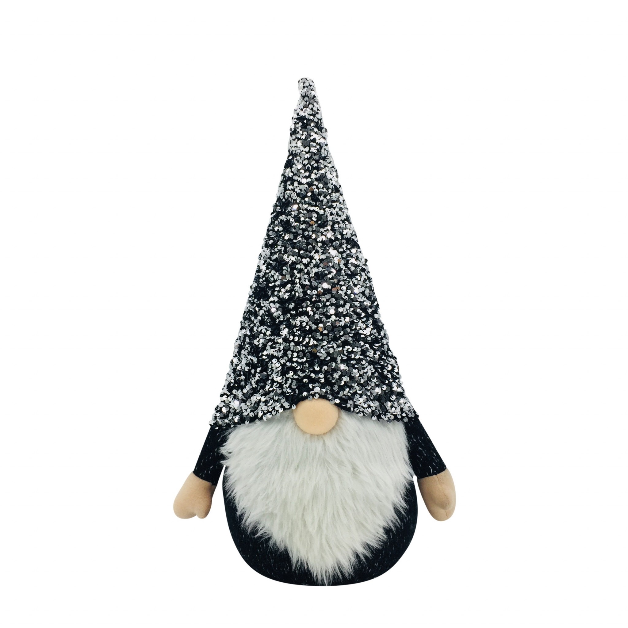 15" Glittery Black and White Sparkle Gnome