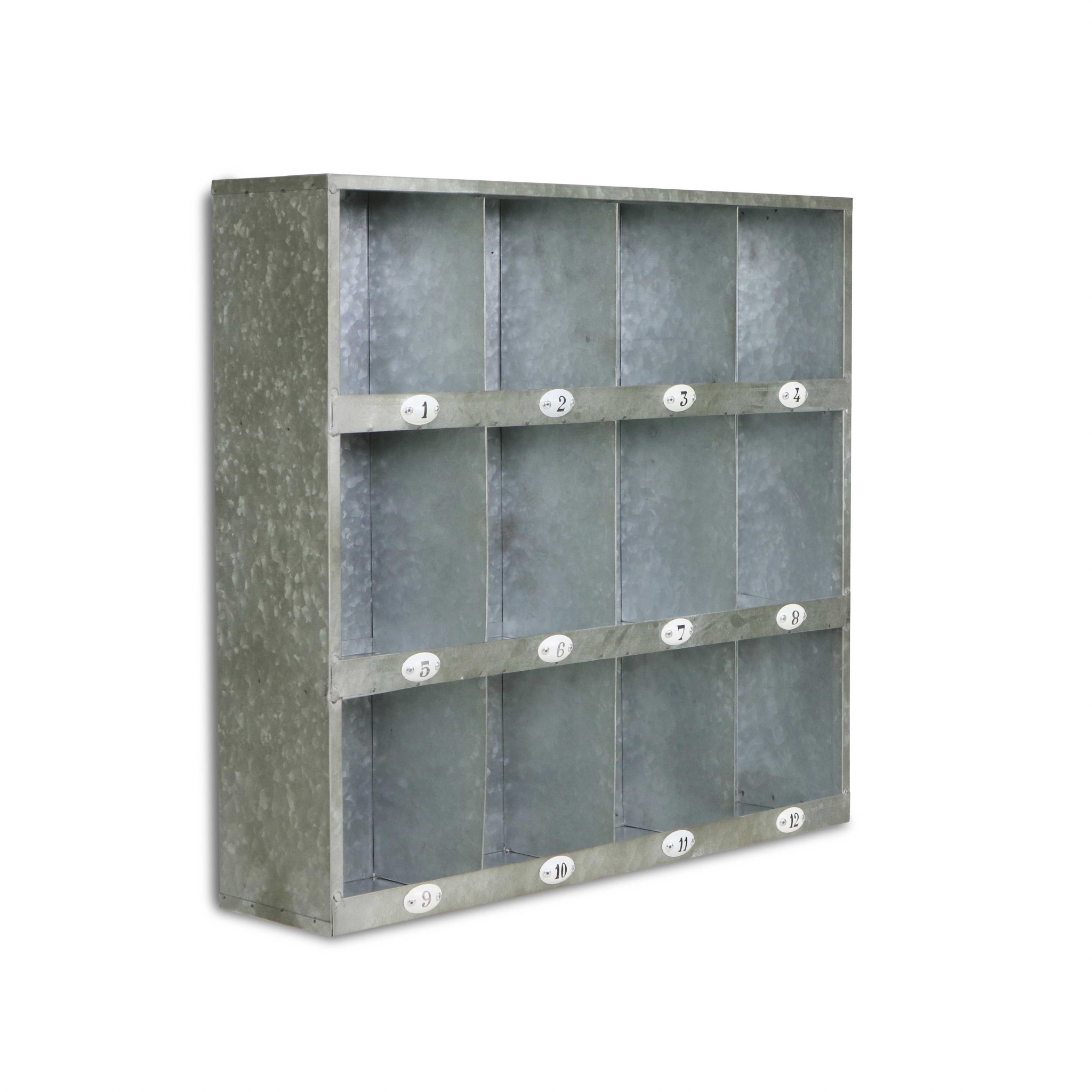 Nine Slot Galvanized Metal Open Wall Cabinet