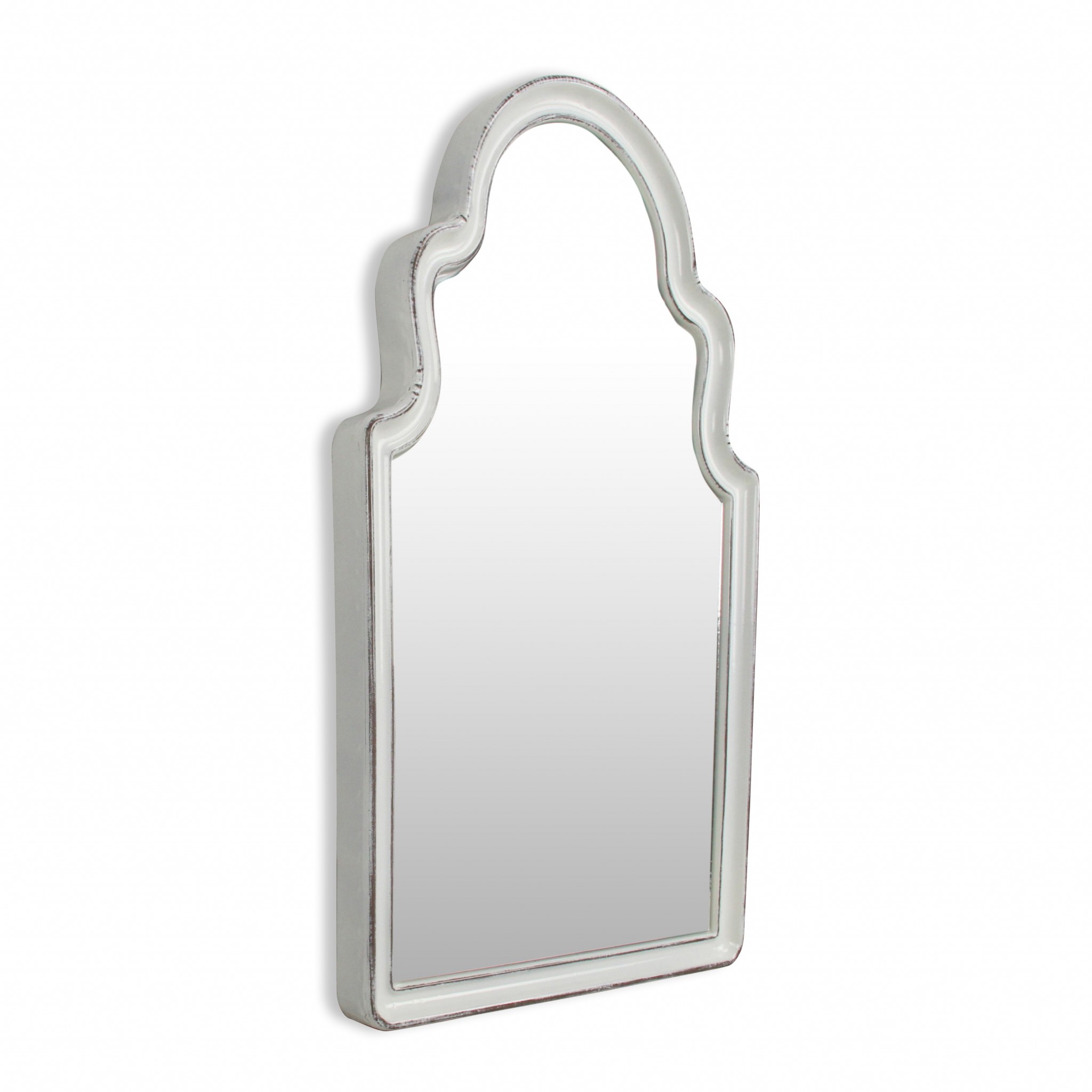 Vintage Curved White Wall Mirror