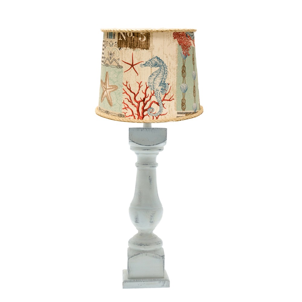 Rustic Chunky White Tropical Beauty of the Sea Table Lamp