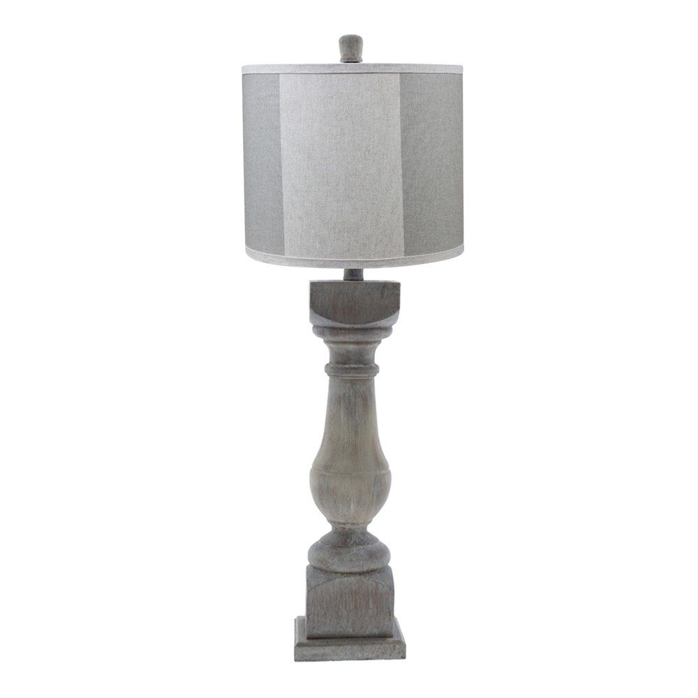 Rustic Gray and Taupe Wide Stripe Table Lamp