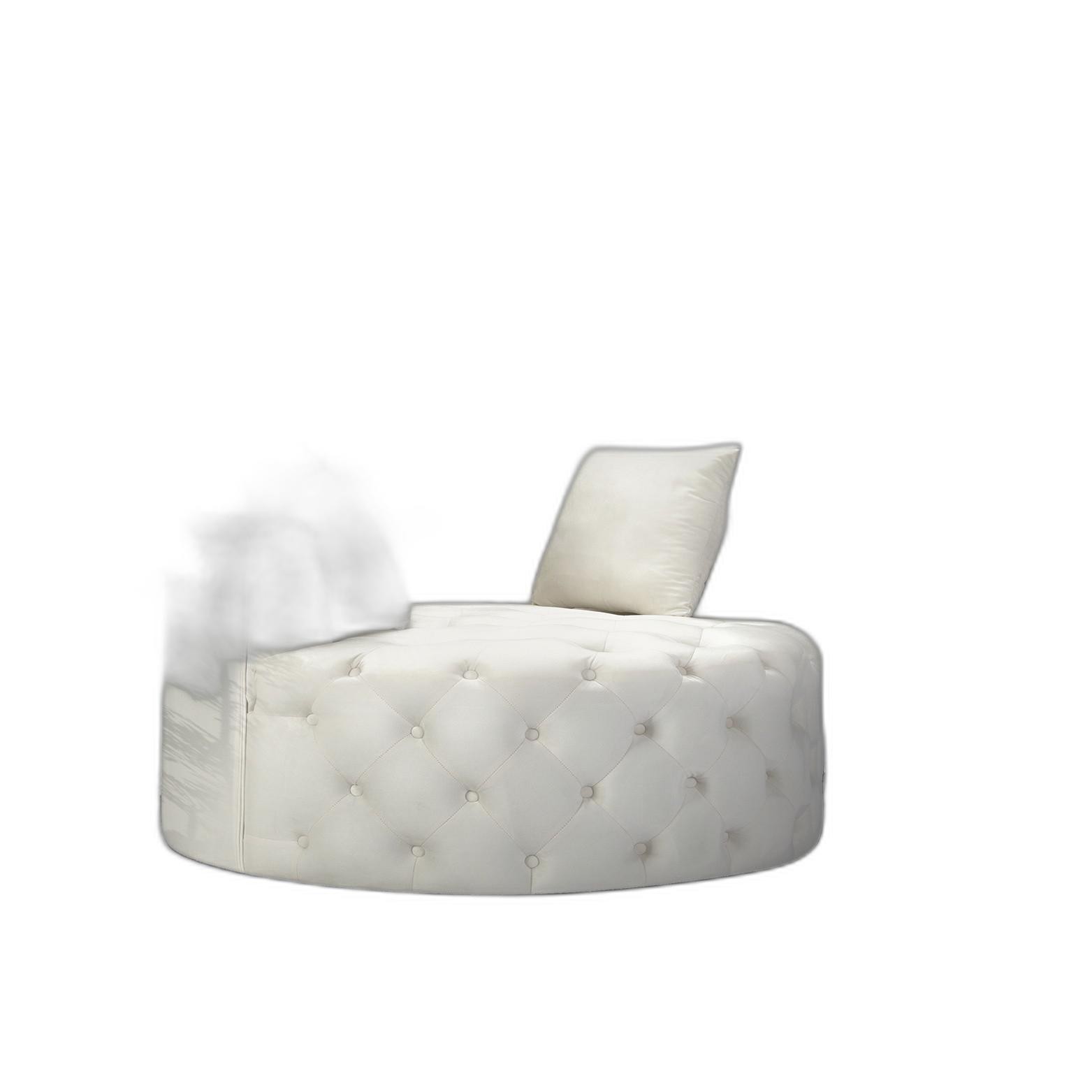 Glam White Velvet Round Tufted Swivel Accent Chair