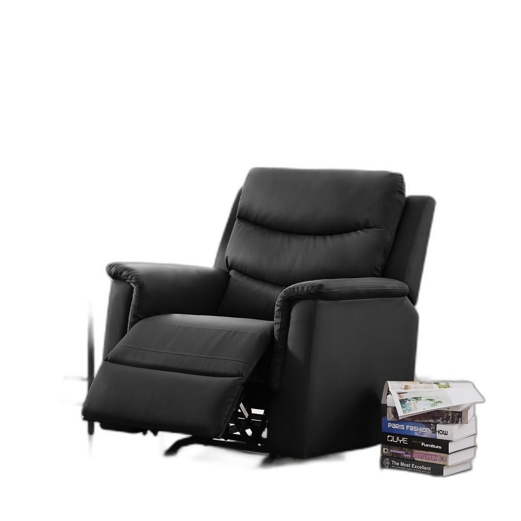 Pillow Rocker Black Faux Leather Recliner Chair