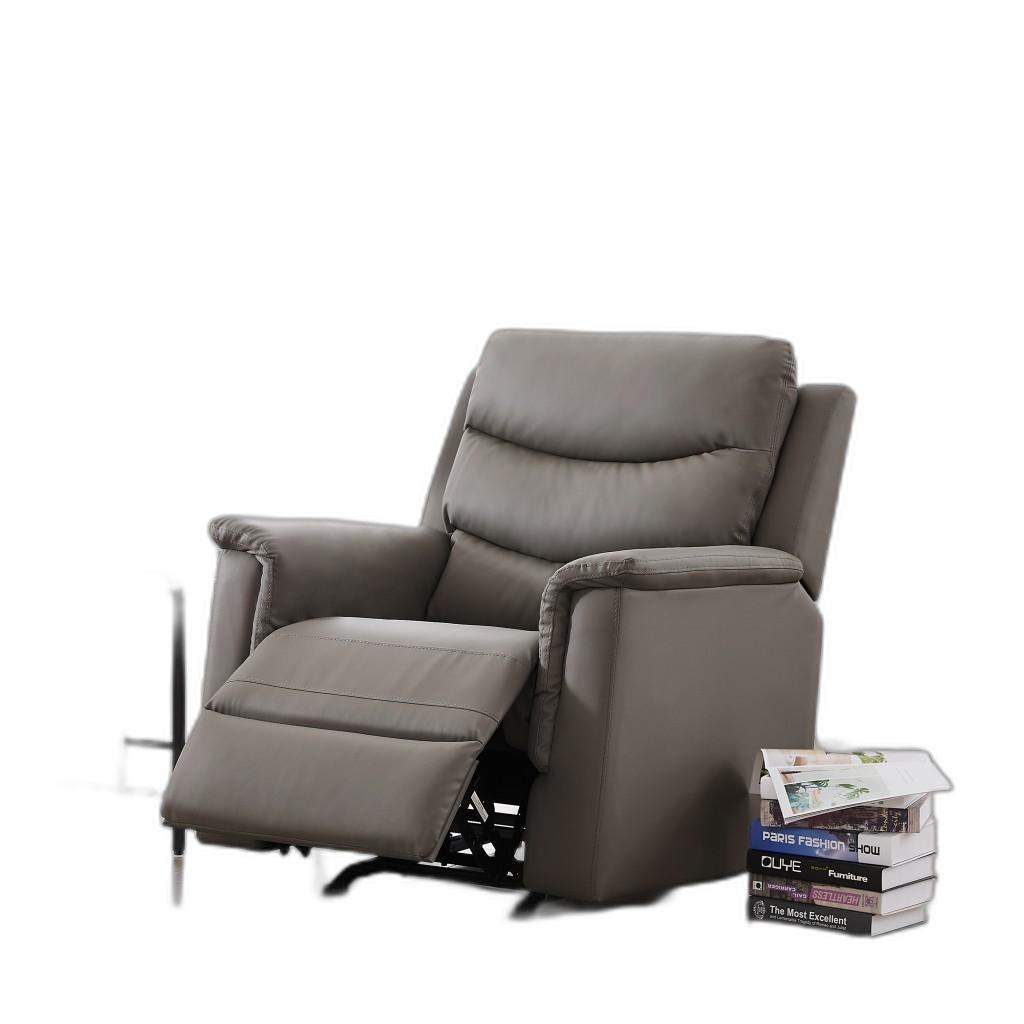 Pillow Rocker Gray Faux Leather Recliner Chair