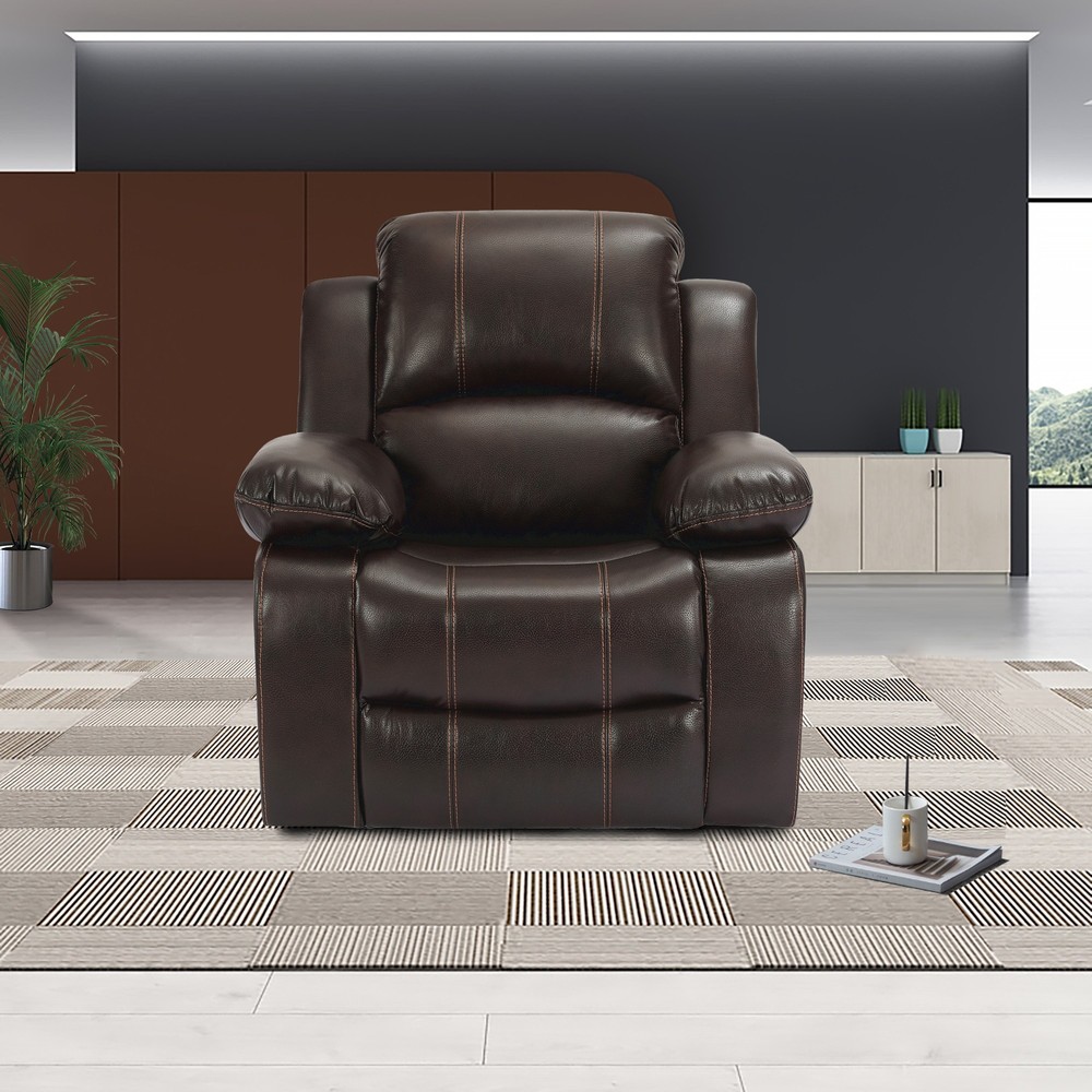 Premium Stitch Brown Faux Leather Recliner Chair