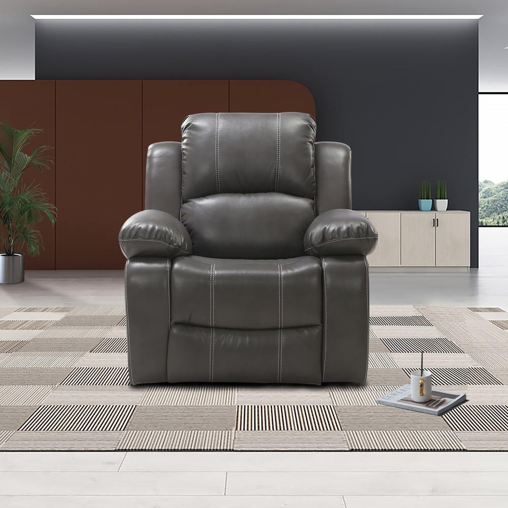 Premium Stitch Gray Faux Leather Recliner Chair