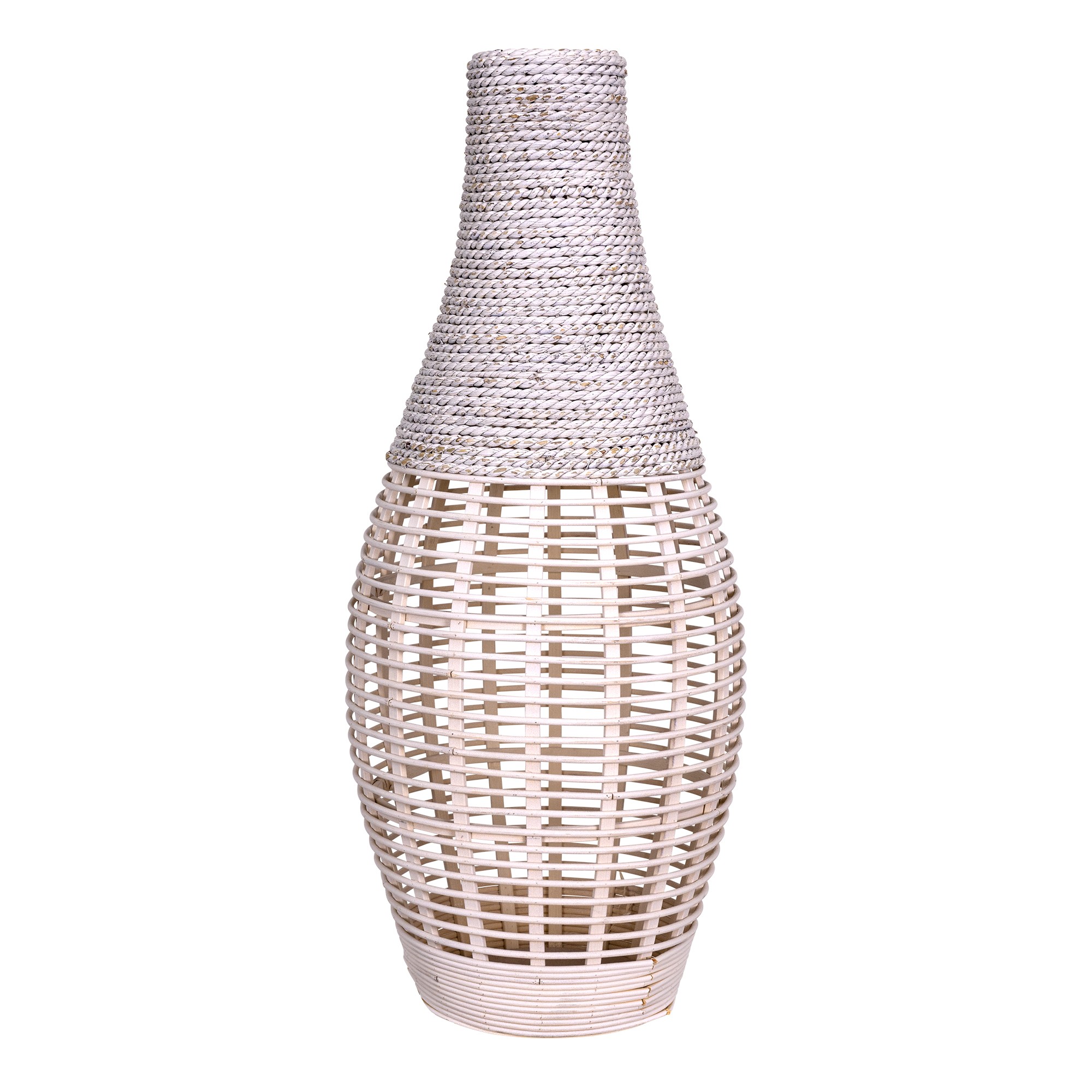 White Bamboo and Rope Floor Vase
