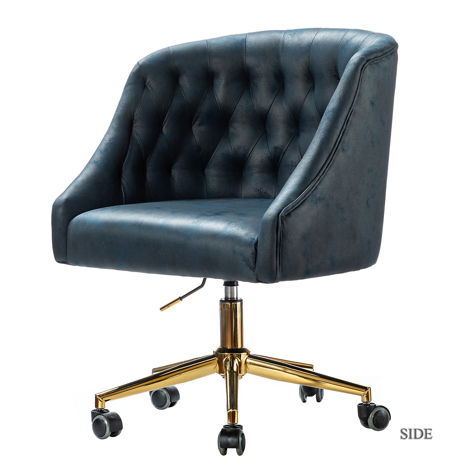 Gorgeous Tufted Navy and Gold Faux Leather Office Chair
