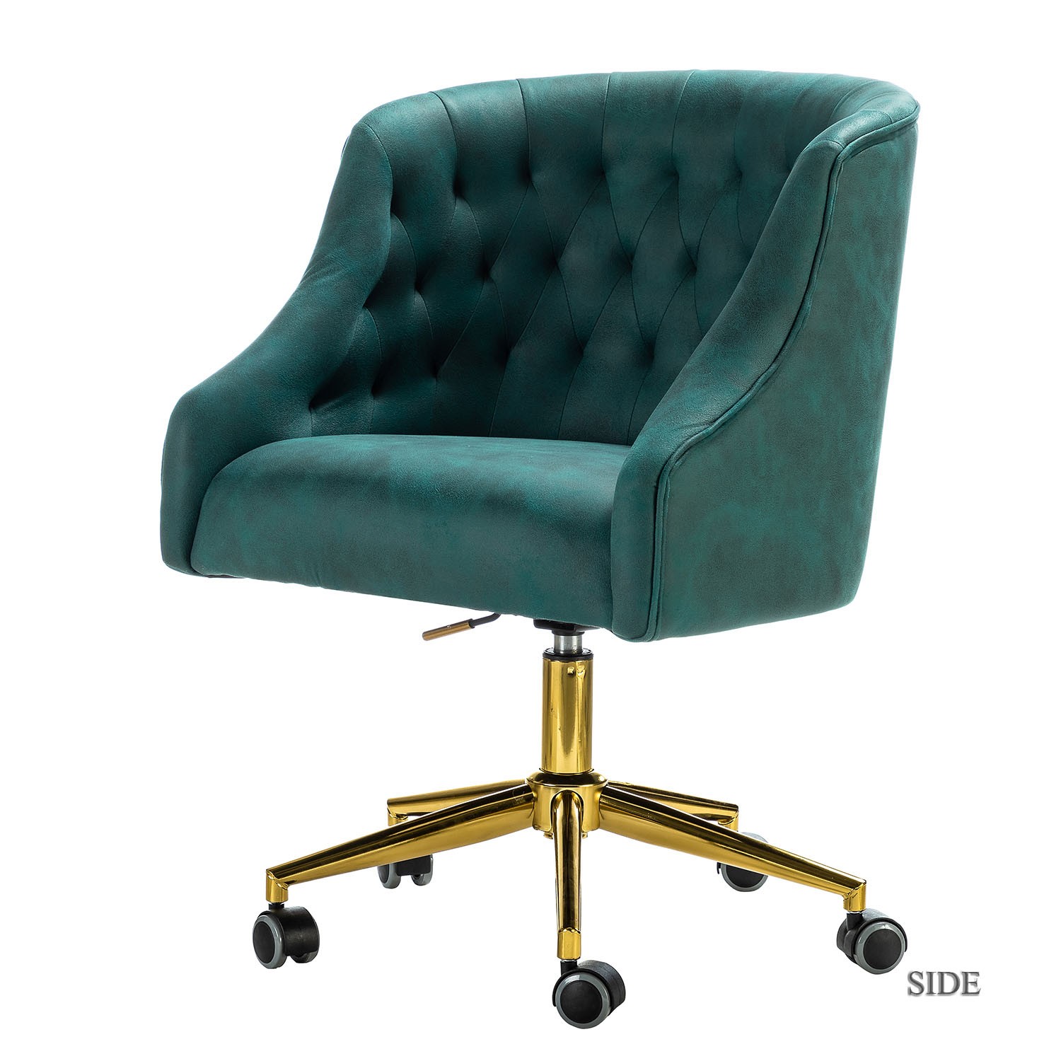 Gorgeous Tufted Green and Gold Faux Leather Office Chair