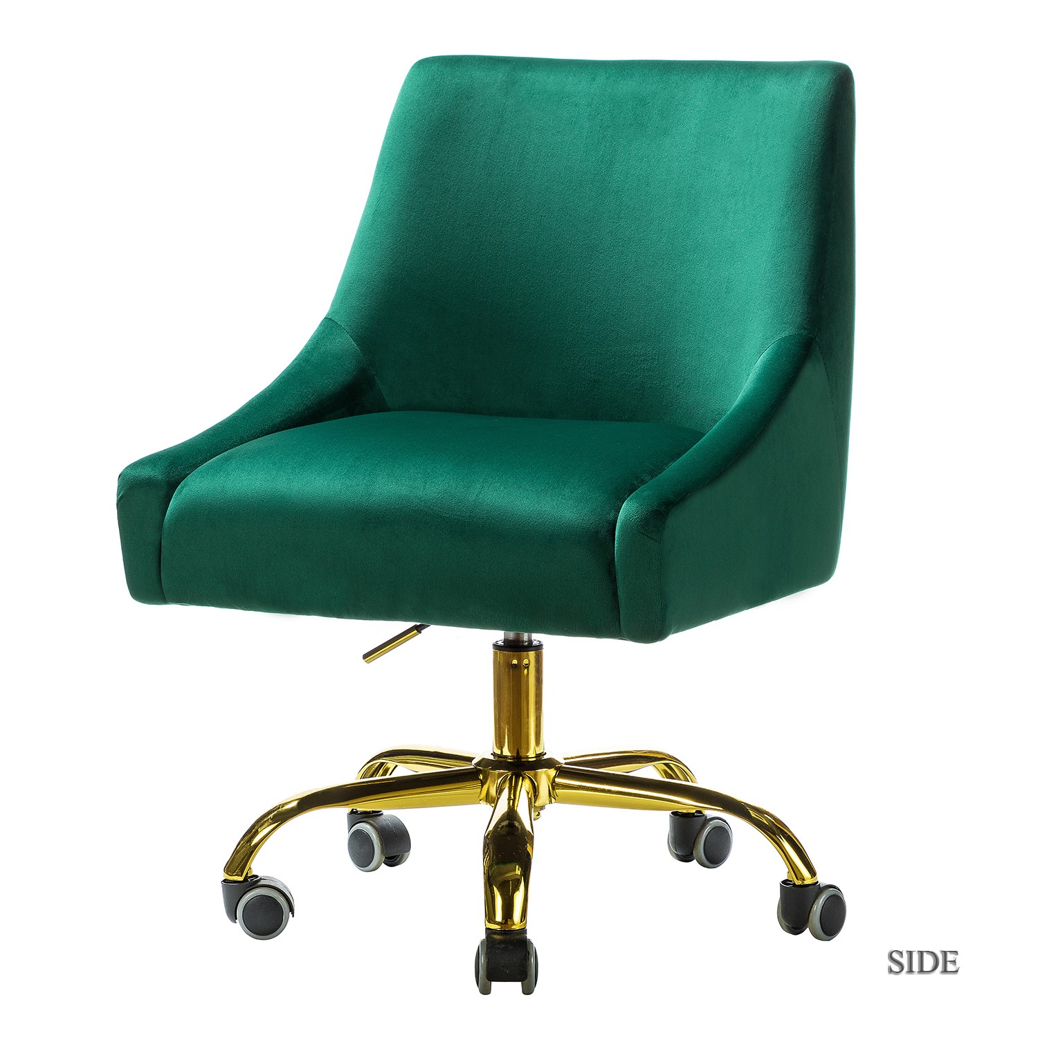 Classic Green Velvet Tapered Arm Rolling Office Chair