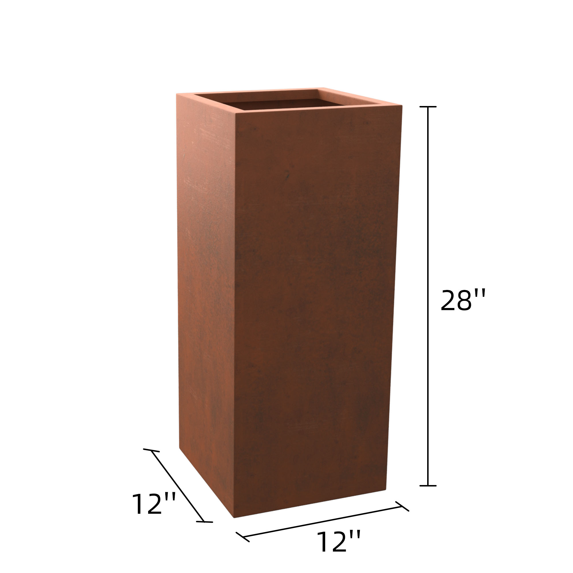 Mod Earthy Rust Color Tall Metal Planter Box