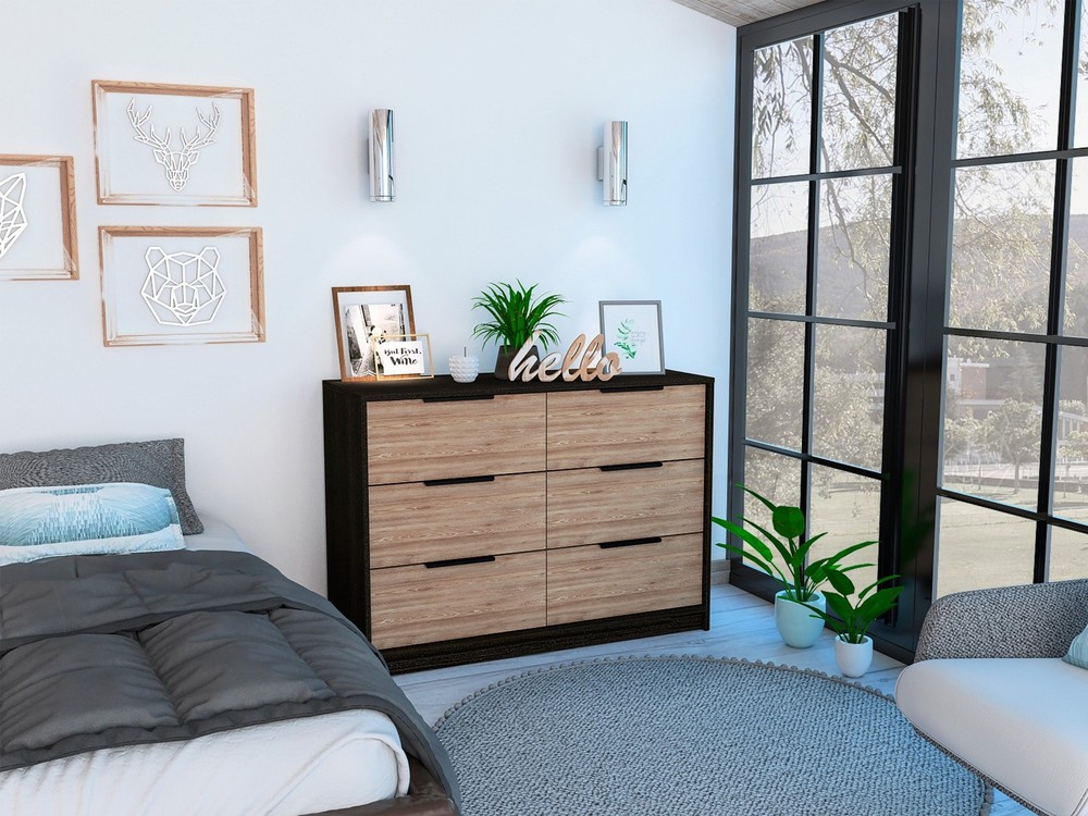 Modern Rustic Black and Natural Dresser