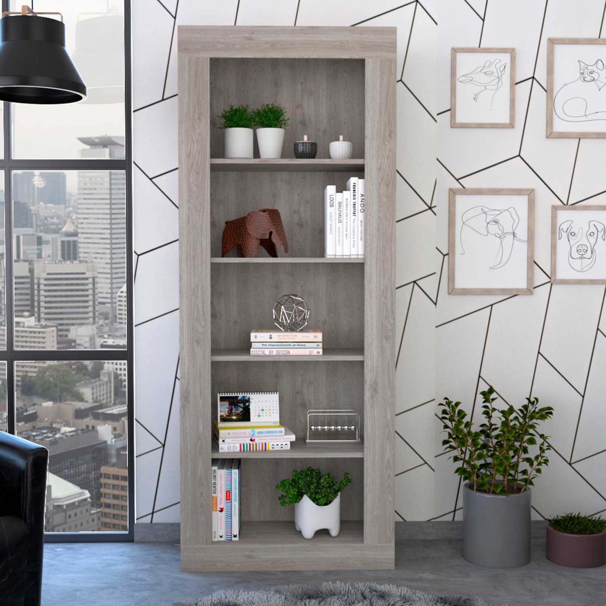 Mod Border Light Gray Bookcase