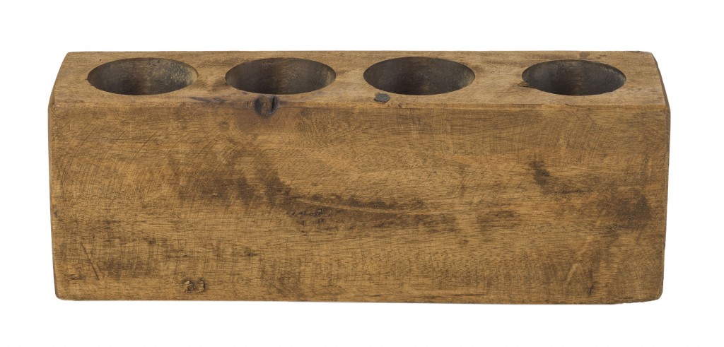 Distressed Maple Stain 4 Hole Sugar Mold Candle Holder