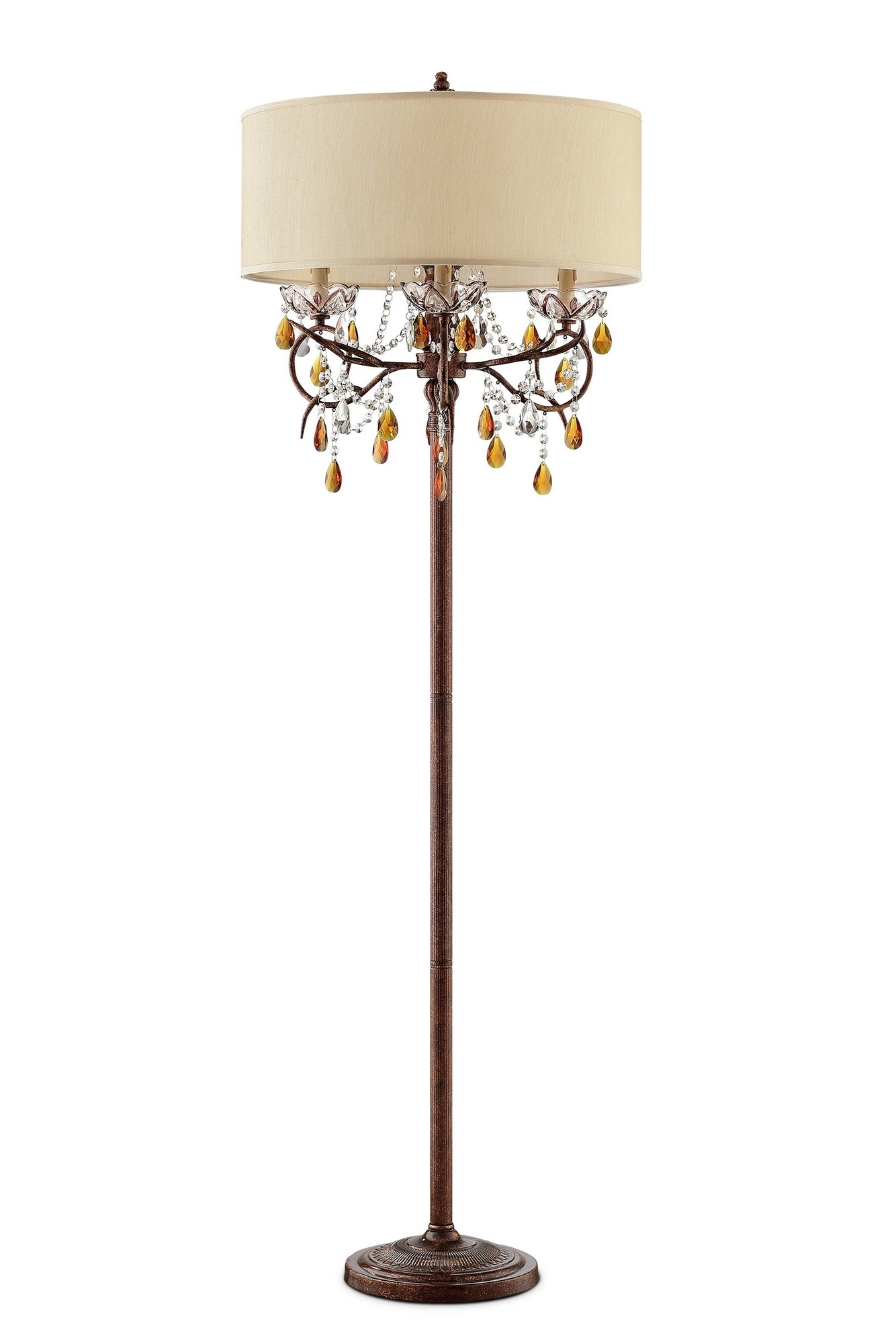 Bronze Magnolia Three Light Candelabra Floor Lamp