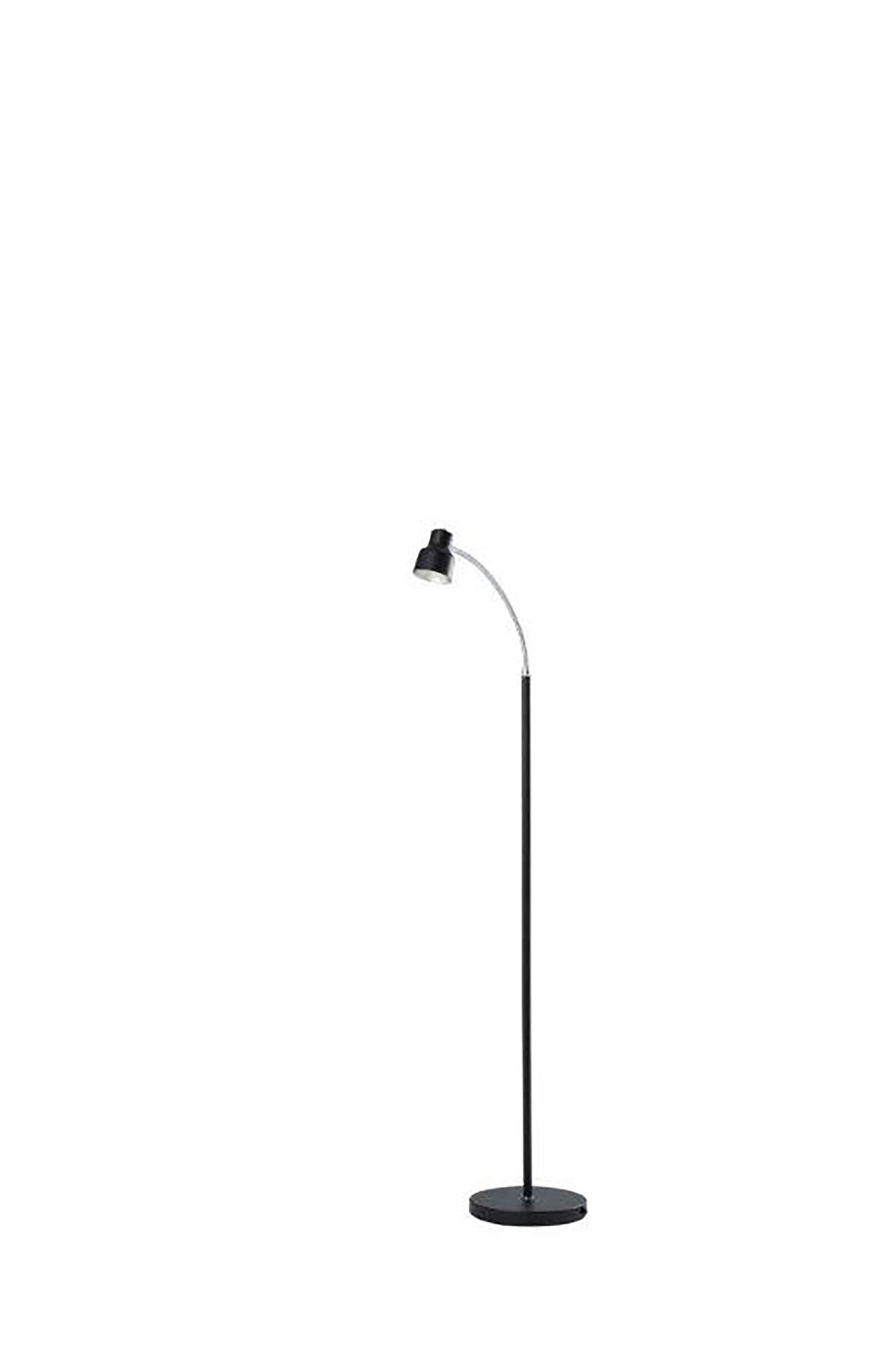 Black and Silver Metal Gooseneck Floor Lamp