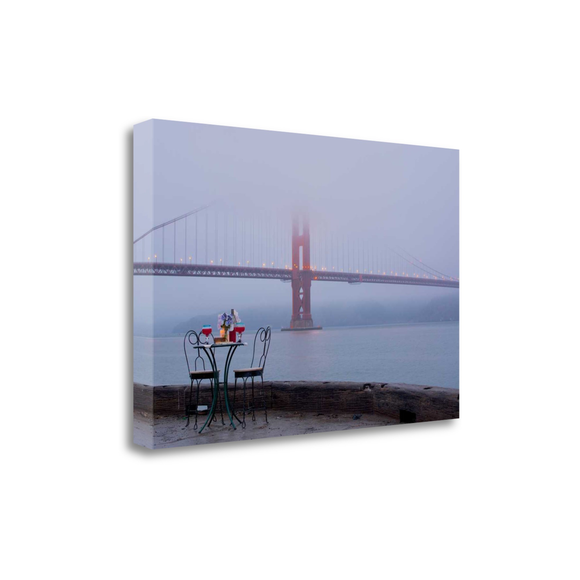 Wine Time For Two Golden Gate Bridge 2 Giclee Wrap Canvas Wall Art