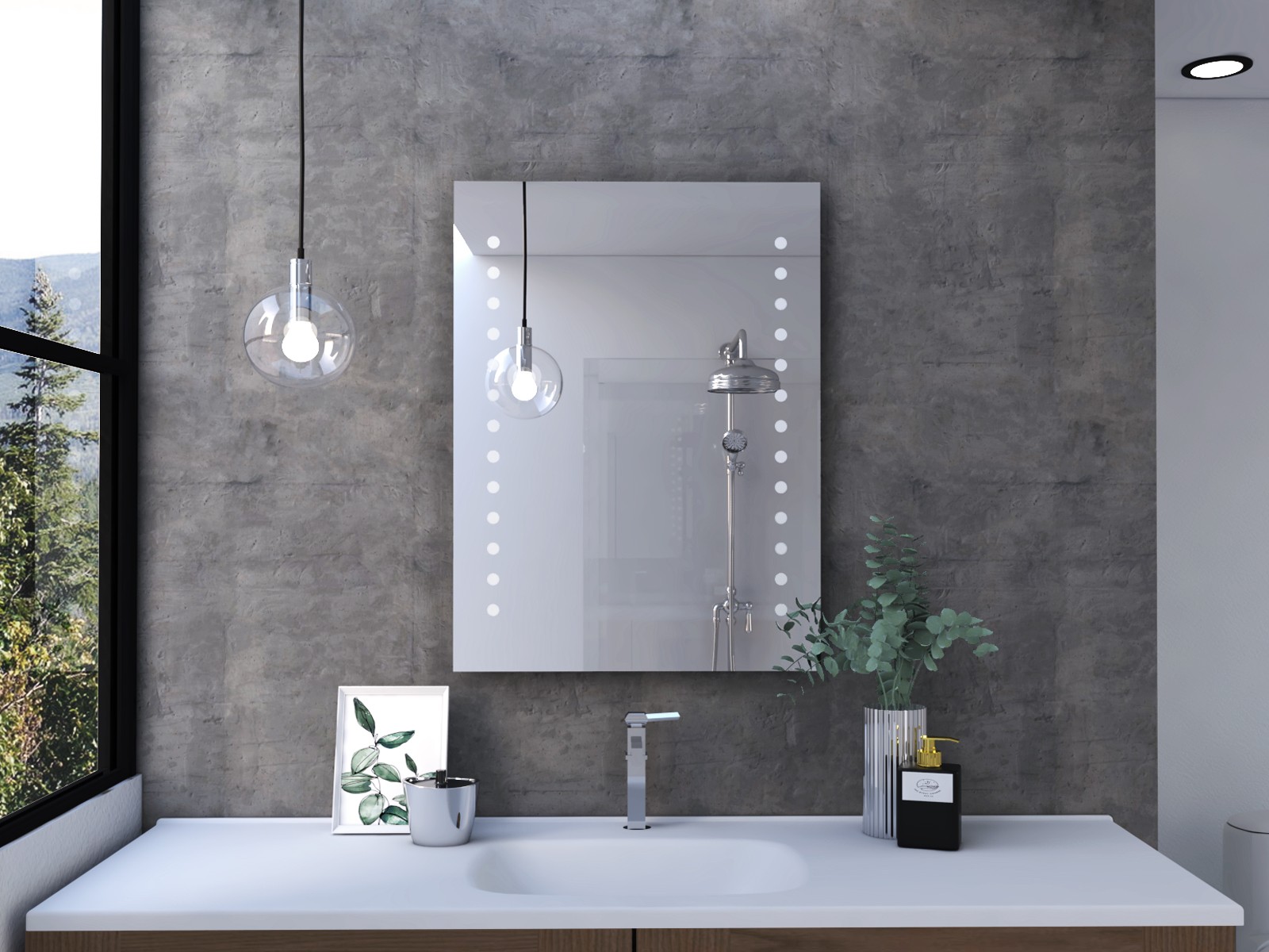 Modern Vertical Dots Design Wall Mirror