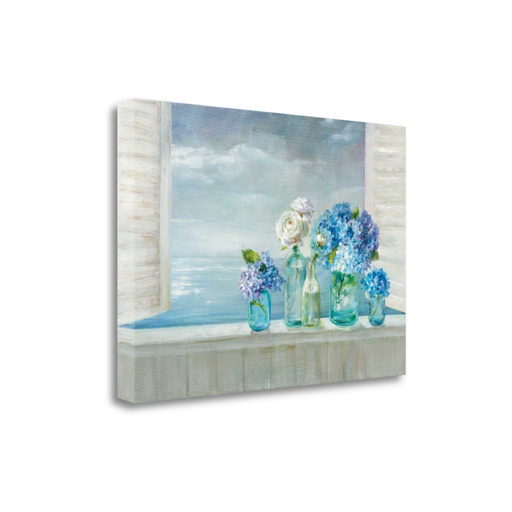 Ocean View with Flowers 5 Giclee Wrap Canvas Wall Art