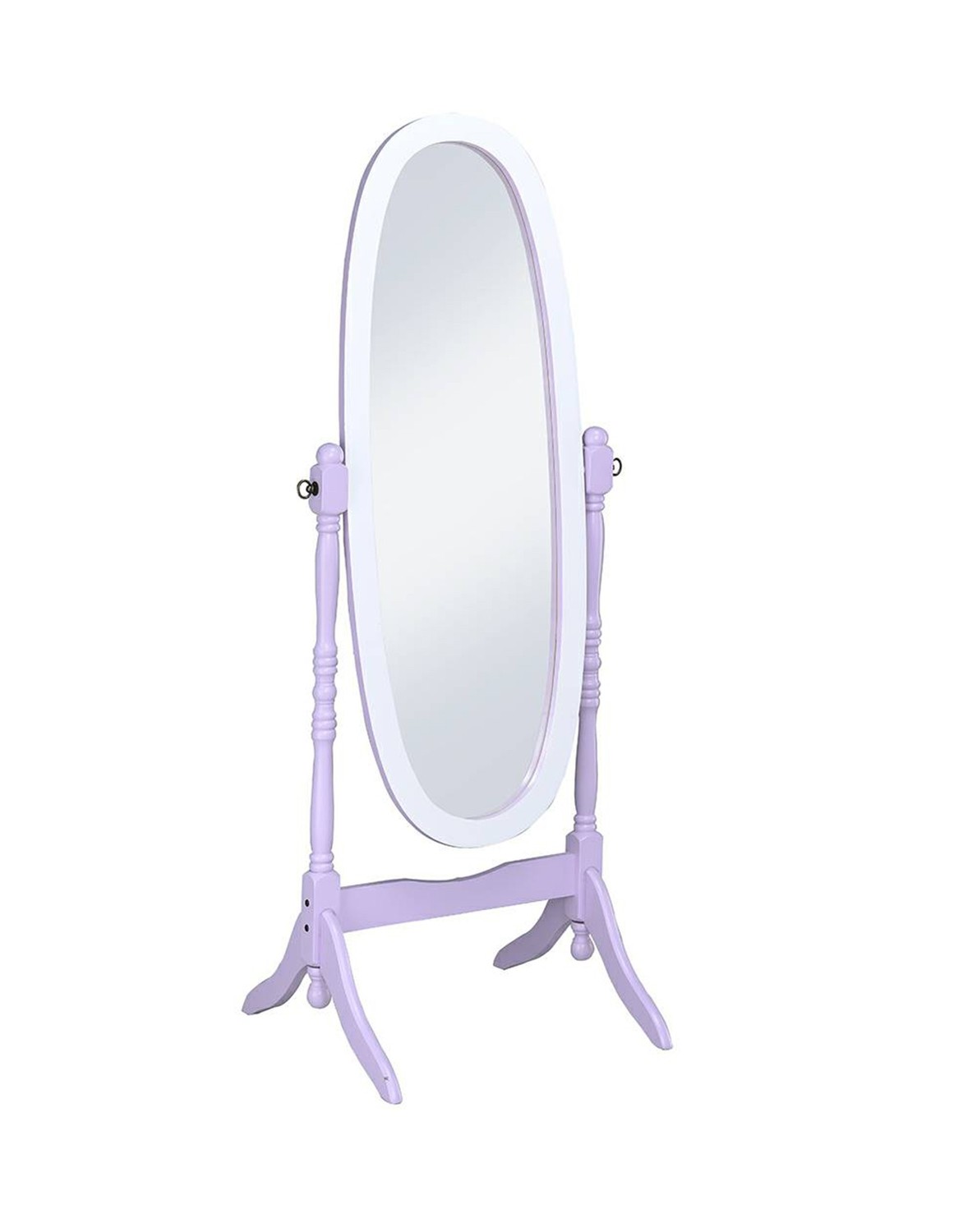 Pretty Pastel Purple and White Cheval Standing Oval Mirror