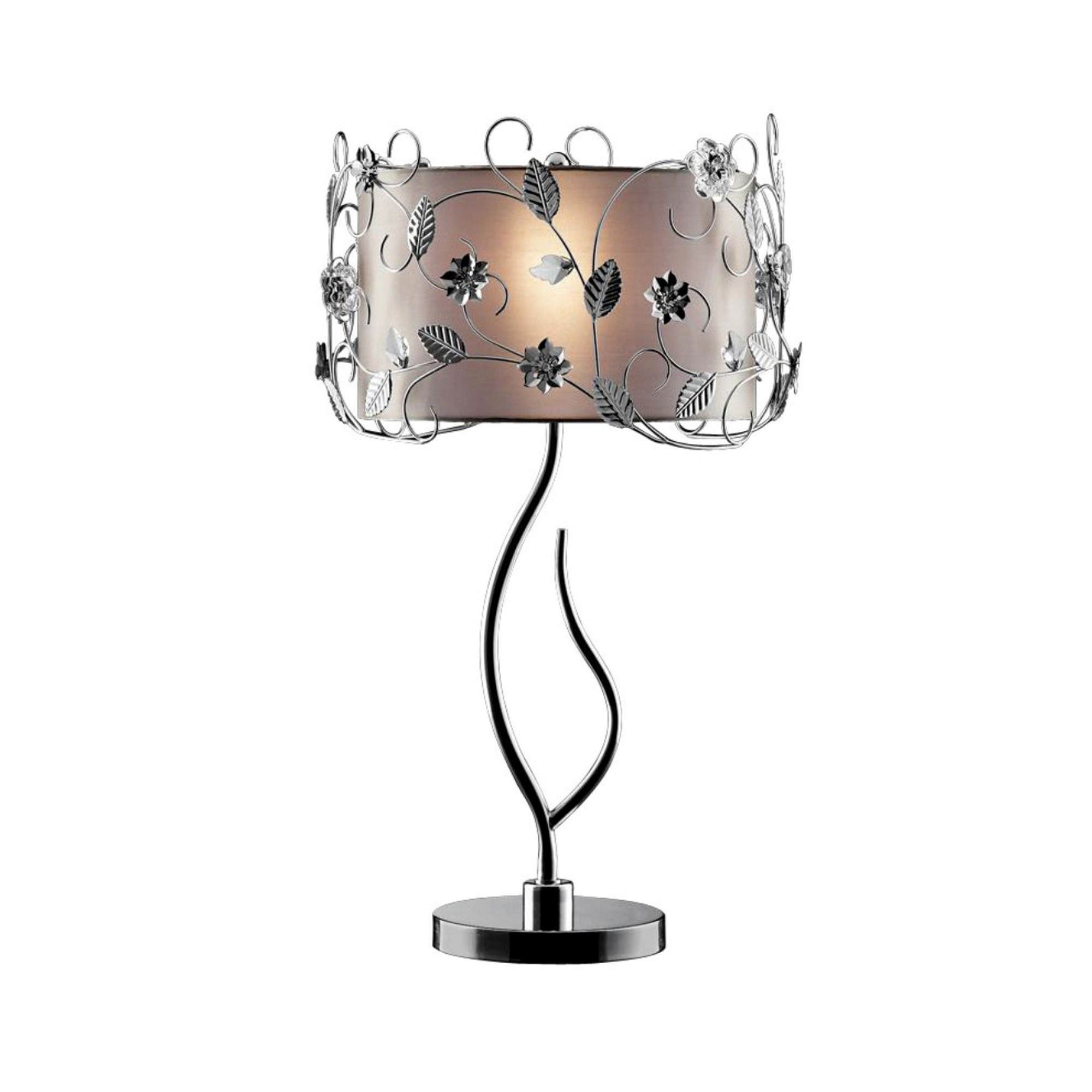 Silver Metal Table Lamp with Fabric Shade